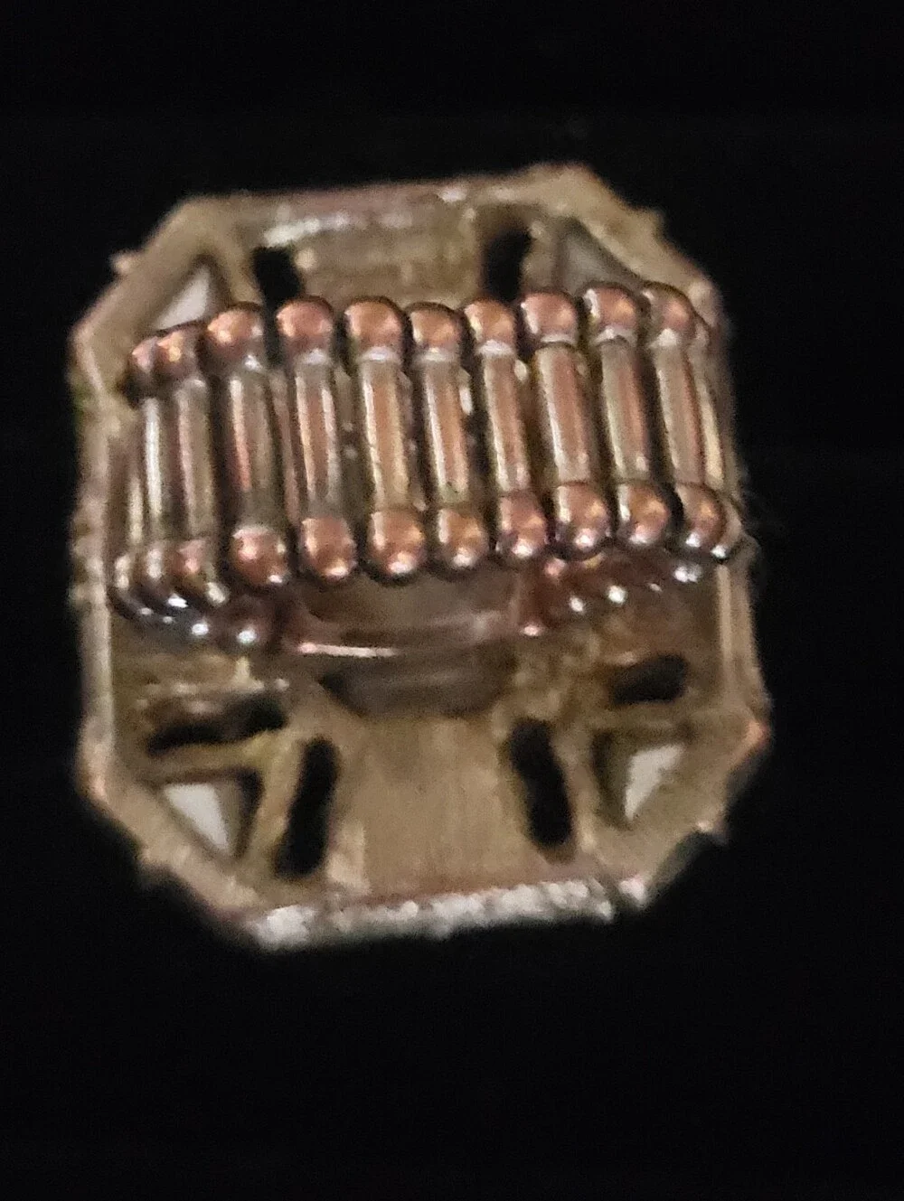 Vintage Mid-Century Style Amber & Topaz Crystal Statement Stretch Cocktail Ring